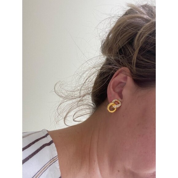 Napier Vintage Clip On Earrings, Gold Tone & Rhinestone, Link, Infinity … - Picture 4 of 6